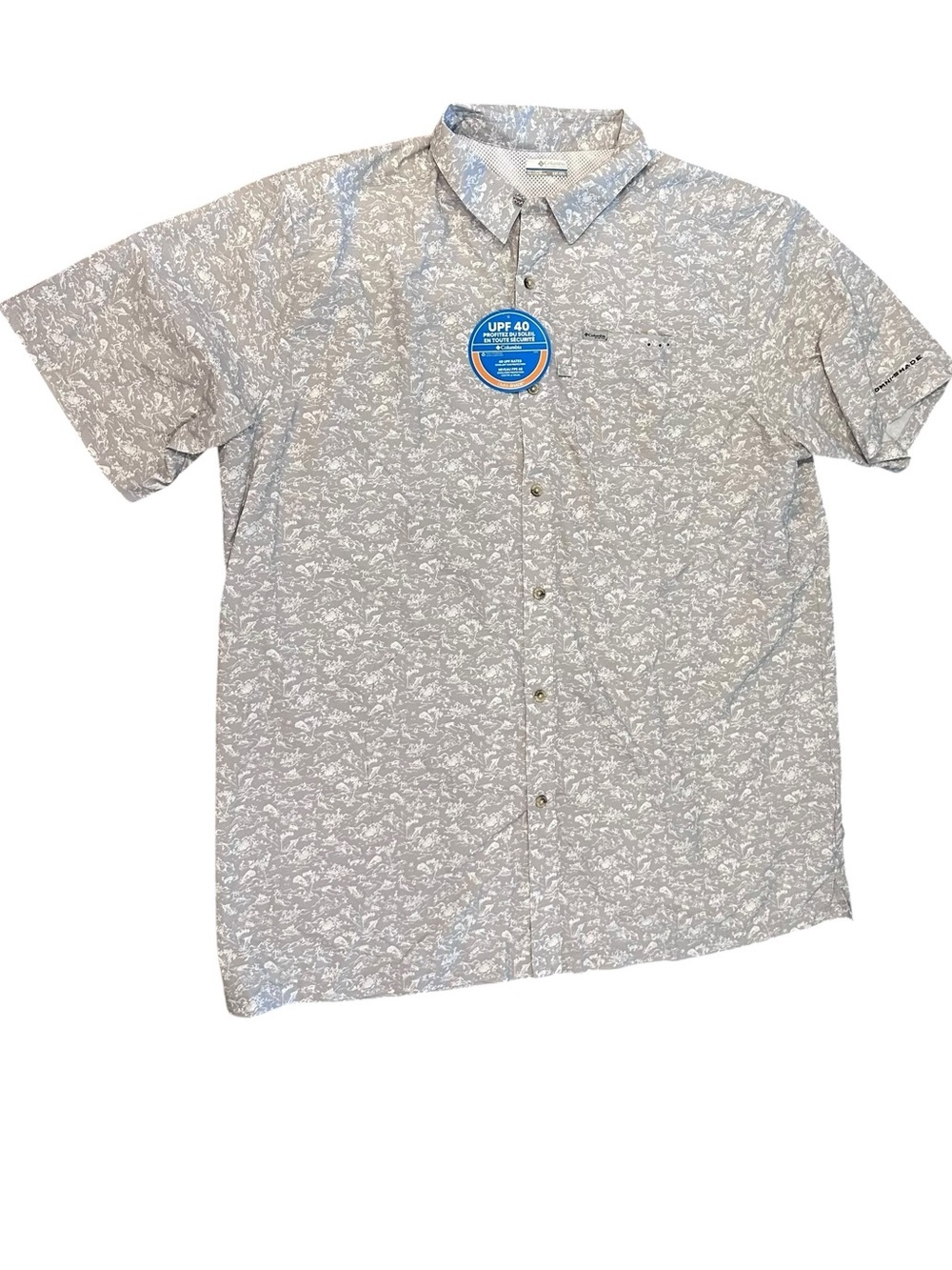 Columbia PFG Omni-Shade SPF Gray Fishing Boat Lake XXLT 2XLT Tall Shirt NWT